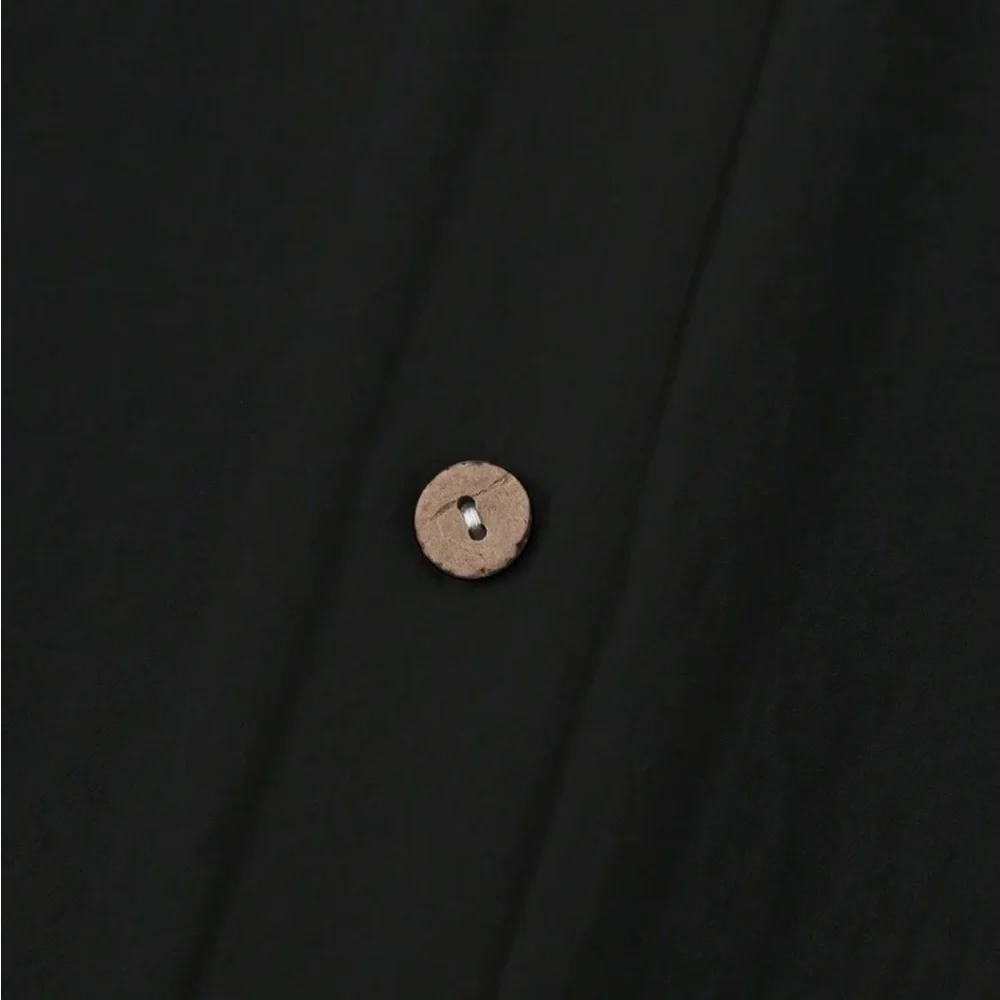 Plus Size Classic Elegant Roll Up Button Down Shirt Dress Black - Picture 4 of 9